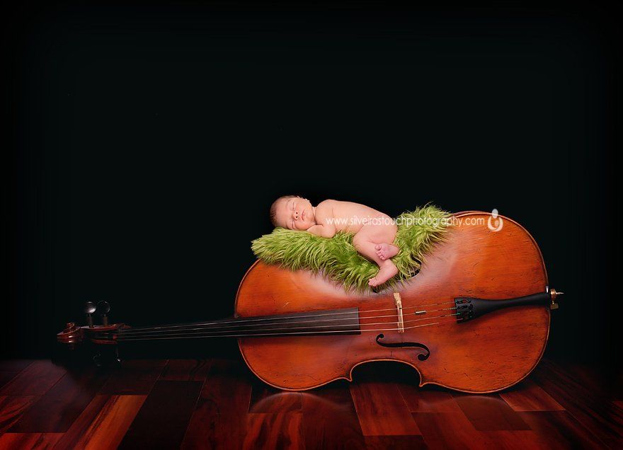 newborn on cello photo
