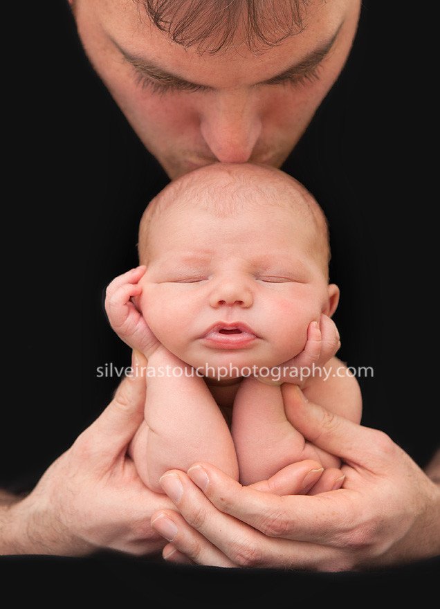 newborn baby with daddy photography