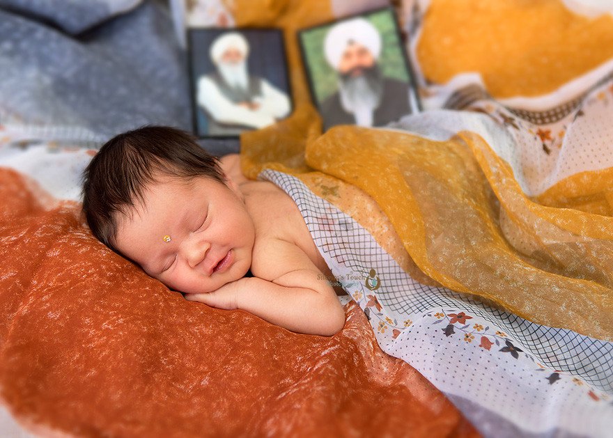 Indian newborn photoshoot with Saree