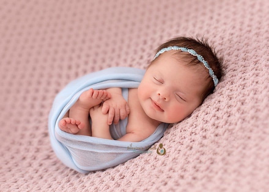 roseland NJ photographer capturing beautiful baby in blue wrap