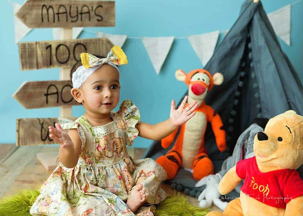 pooh bear birthday photo session girl