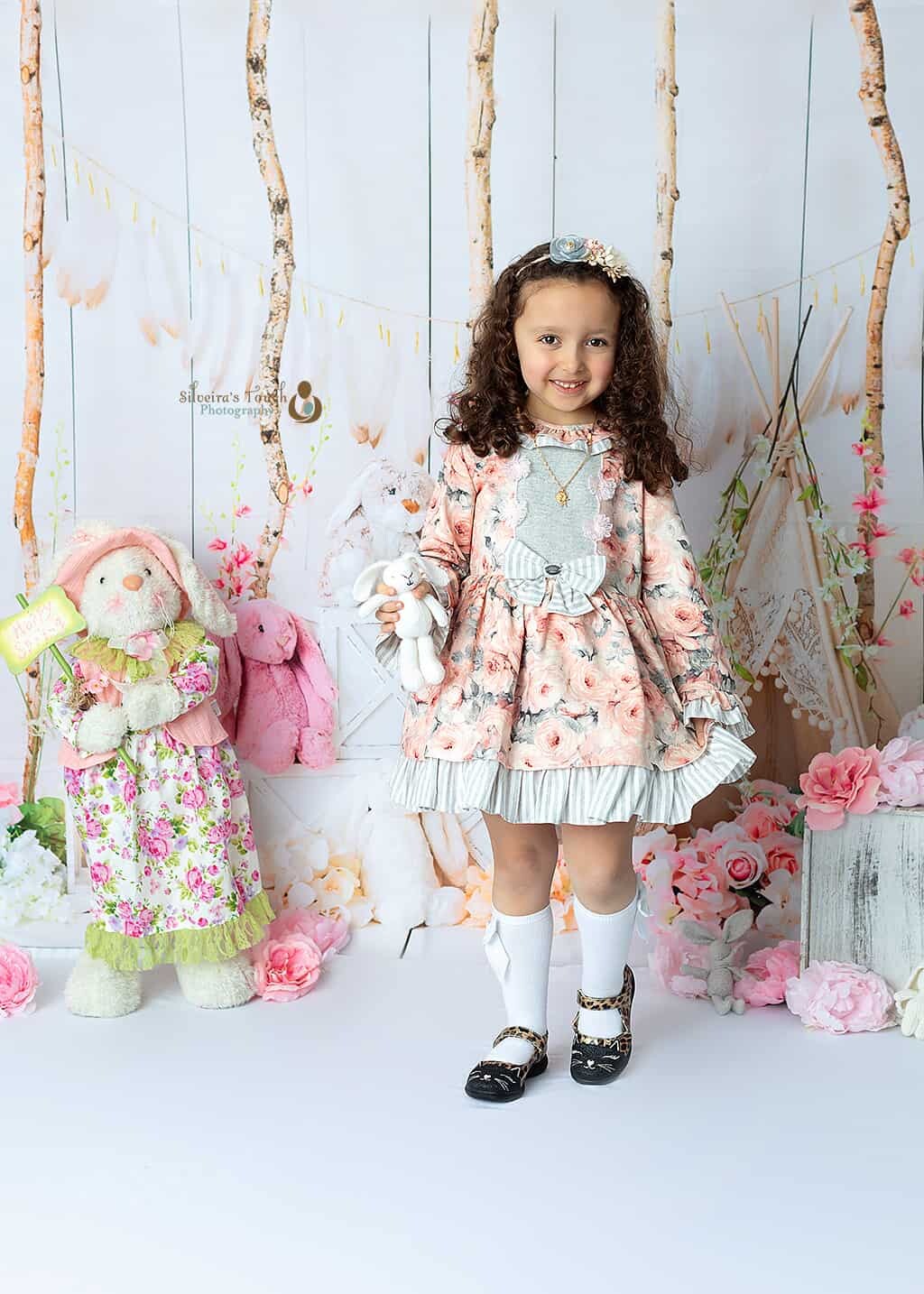 girl wearing dress in easter mini photography